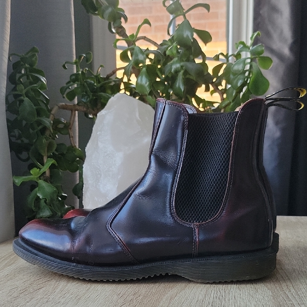 Dr. Martens Women's Burgundy Leather Chelsea Booties